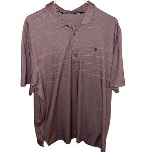 Men's Travis Mathew Purple Metallic Striped Golf Polo Shirt- Size XL